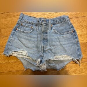 Levi Distressed Light Wash Jean Shorts